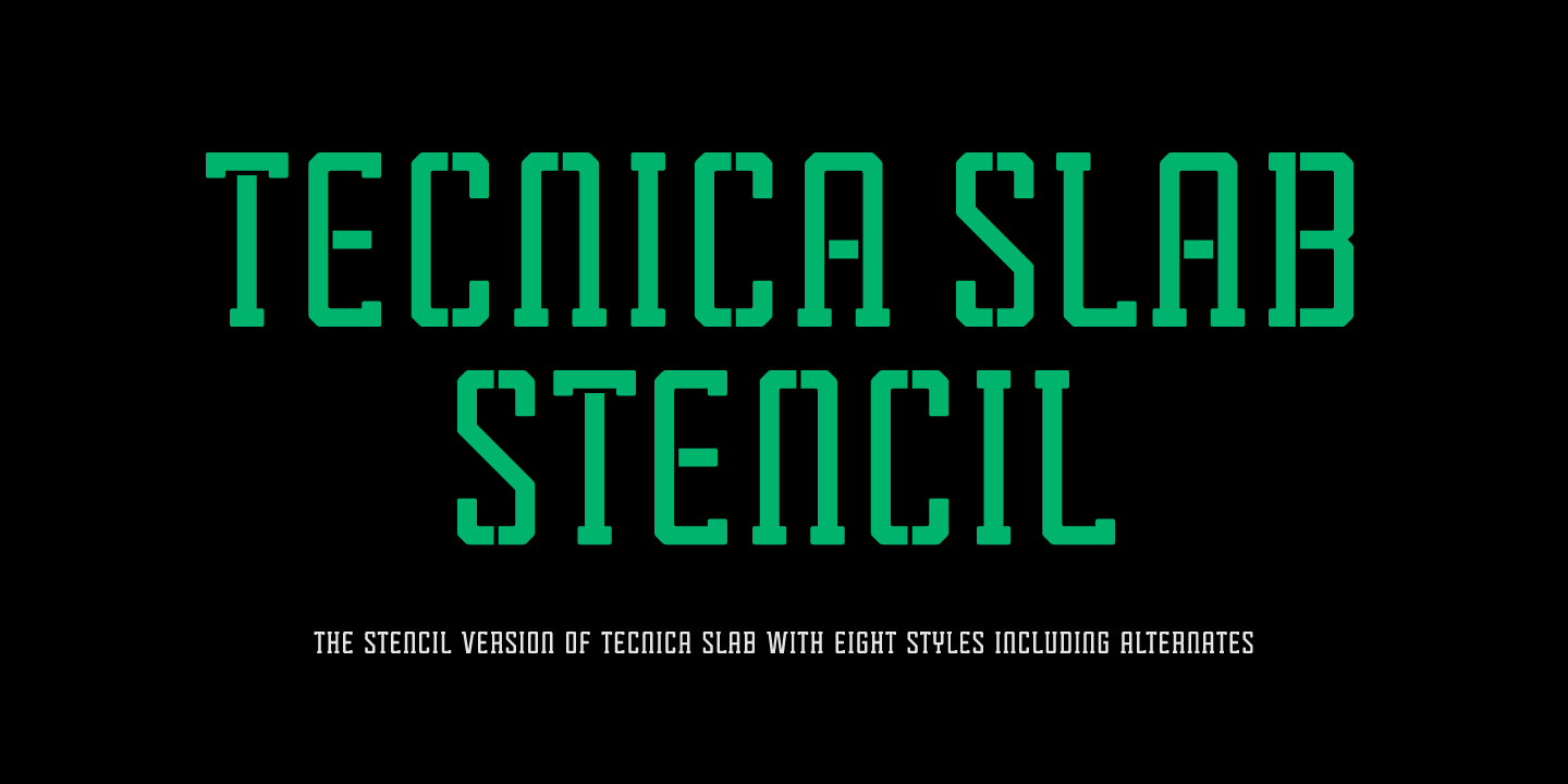 Ejemplo de fuente Tecnica Slab Stencil 2  Bold Alternate